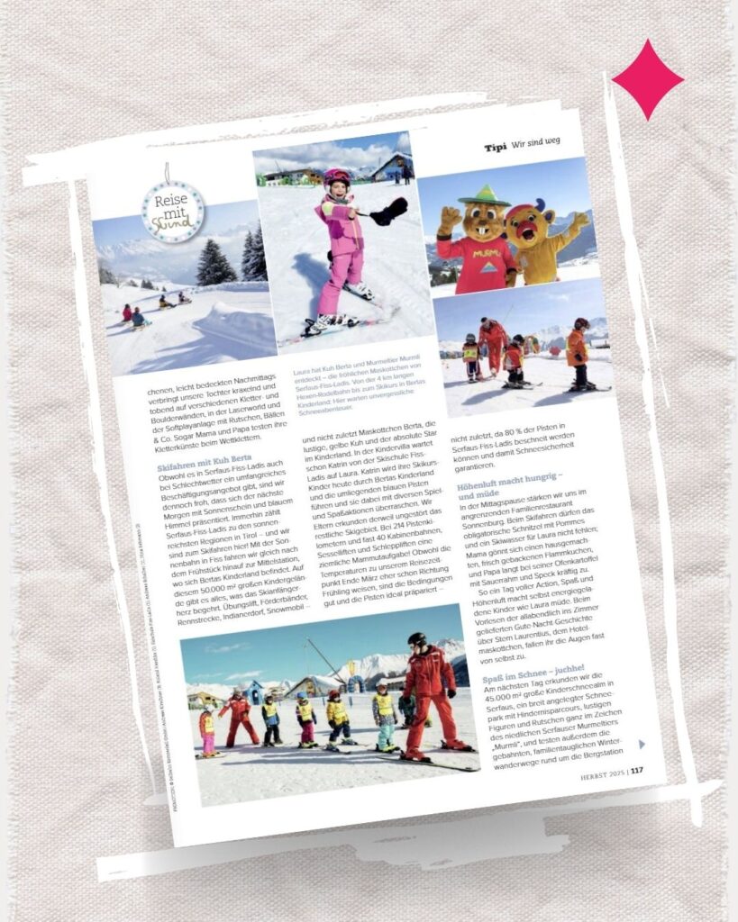 Serfaus Fiss Ladis Reisebericht Familienmagazin Tipi Wortspiel Werbeagentur Nina Rehmann