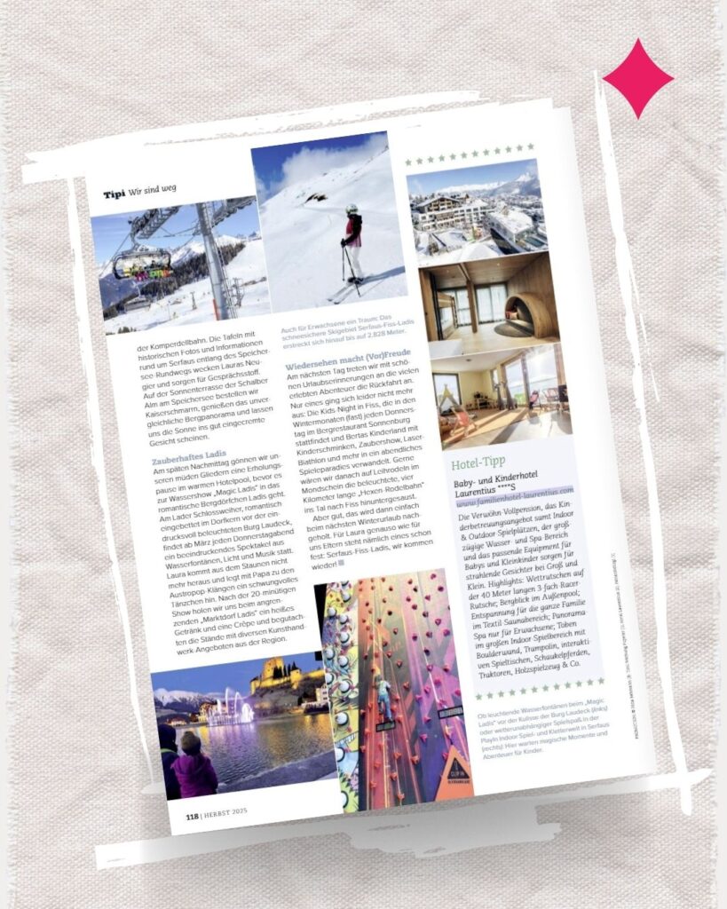 Serfaus Fiss Ladis Reisebericht Familienmagazin Tipi Wortspiel Werbeagentur Nina Rehmann