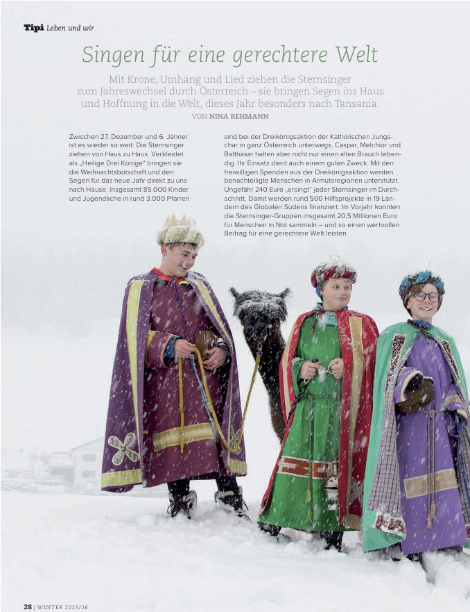 Dreikönigsaktion Sternsinger im Winter sammeln für den guten Zweck